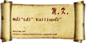 Máté Kalliopé névjegykártya